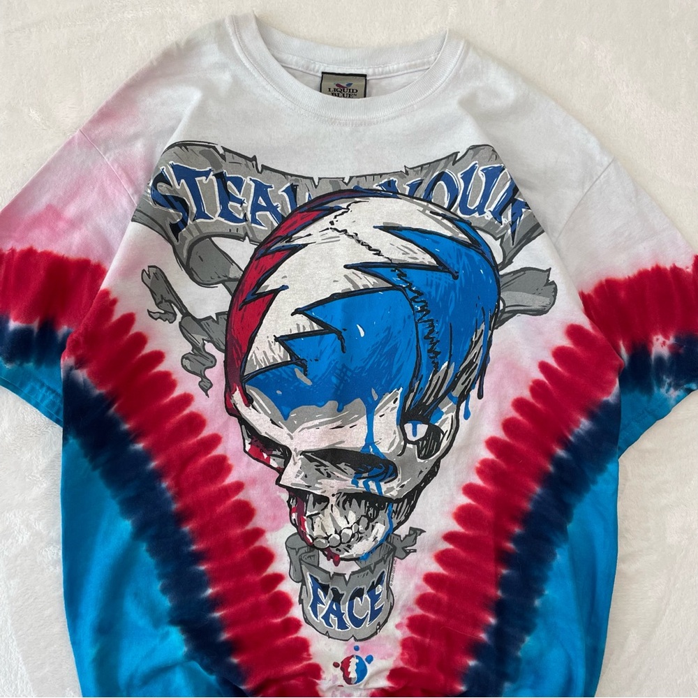 VTG 2003 Grateful Dead Liquid Blue Steal Your Face USA Graphic T-Shirt Mens Sz M - Picture 2 of 11